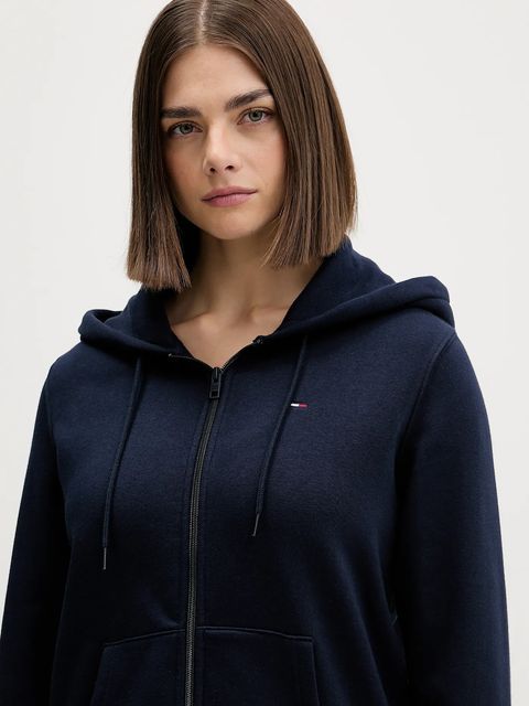Tommy Jeans bluza damska kolor granatowy z kapturem gładka DW0DW19729