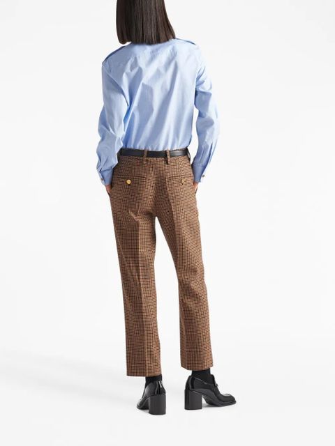 Prada houndstooth-check wool trousers - Brown