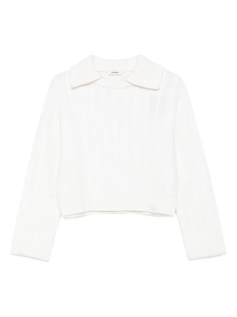 SANDRO cable-knit collared sweater - Neutrals - zdjęcie produktu nr 1