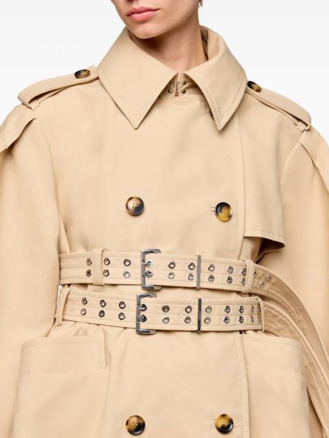 GANNI belted double-breasted coat - Neutrals