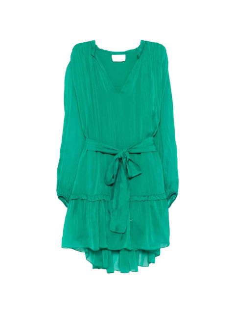 SOLOTRE V-neck belted mini dress - Green - zdjęcie produktu nr 1