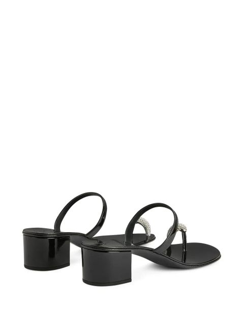 Giuseppe Zanotti Ring 40mm crystal-embellished mules - Black