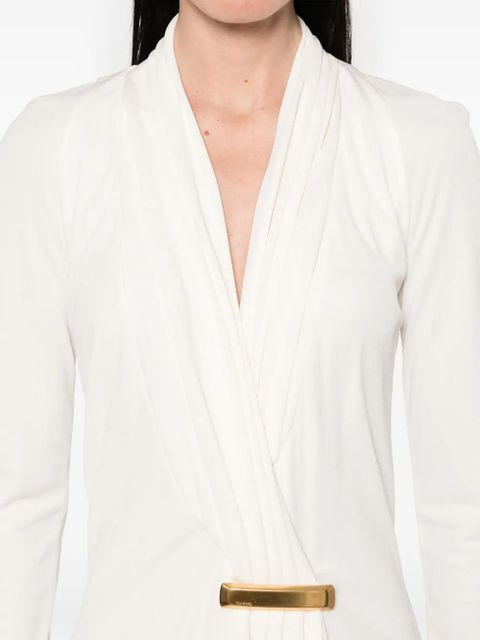 TOM FORD bar-detail V-neck mini dress - White