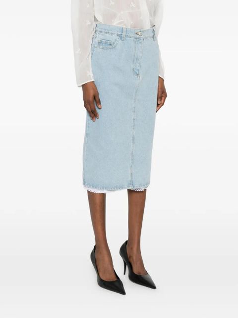 Magda Butrym lace-trim denim skirt - Blue