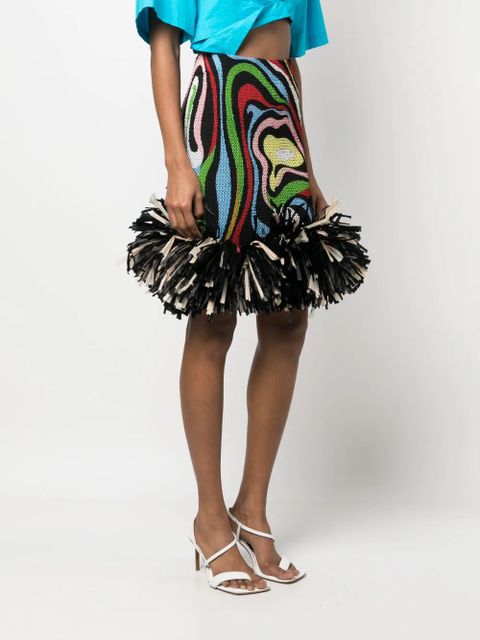 PUCCI Marmo-print fringed-edge skirt - Black