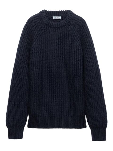 Prada ribbed-knit fur-collar sweater - Blue - zdjęcie produktu nr 1