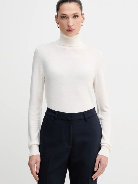 Sisley sweter damski kolor beżowy lekki z golfem 11BAM201C - zdjęcie produktu nr 1