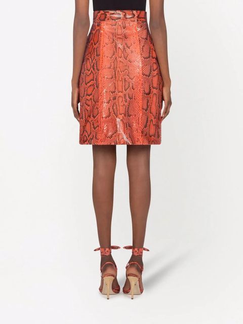 Dolce & Gabbana A-line leather midi skirt - Orange