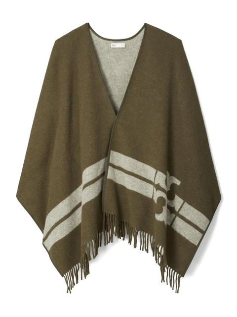 Tory Burch striped logo cape - Green - zdjęcie produktu nr 2