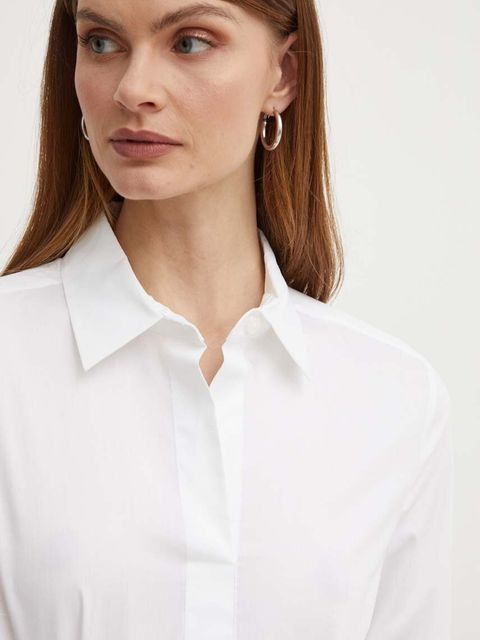 BOSS koszula Bashinah damska kolor biały slim z kołnierzykiem klasycznym