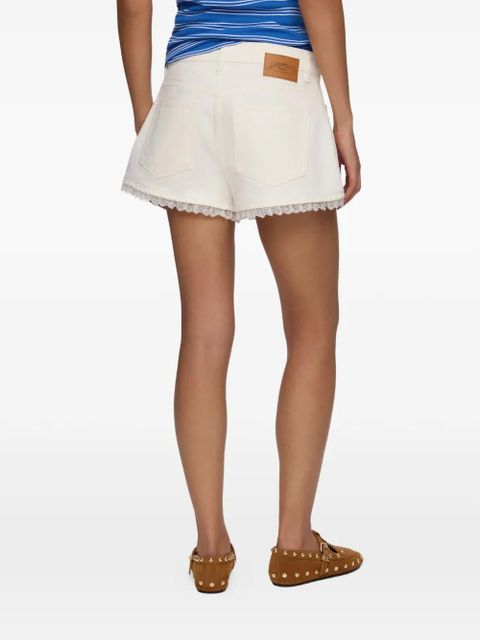 GANNI lace-trim denim shorts - Neutrals
