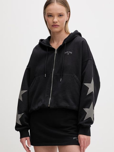 Guess Jeans bluza rozpinana z kapturem damska bawełniana - zdjęcie produktu nr 2