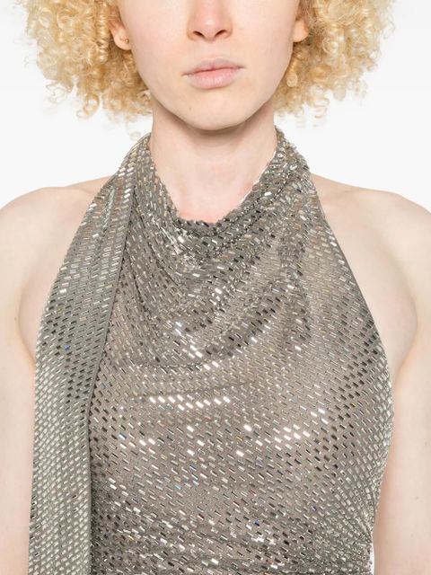 Self-Portrait halterneck maxi dress - Silver