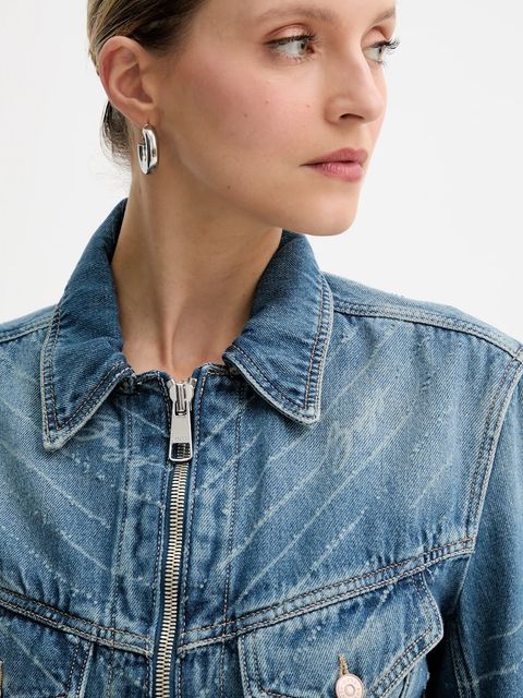 BOSS Orange kurtka jeansowa kolor niebieski przejściowa 50542426