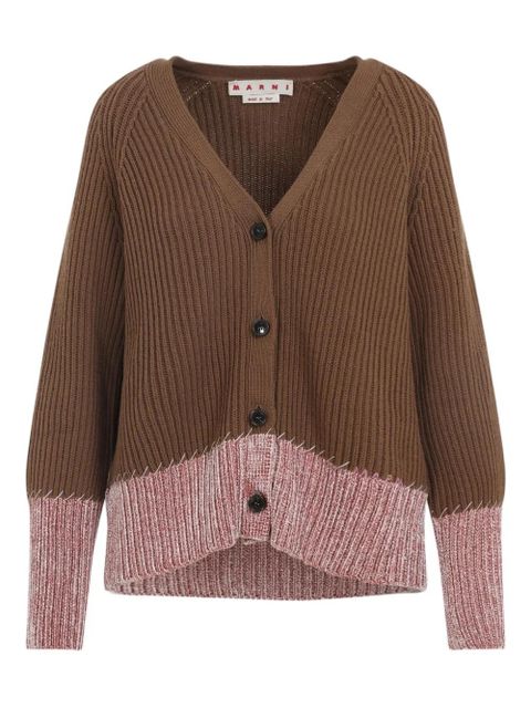 Marni ribbed v-neck cardigan - Brown - zdjęcie produktu nr 1
