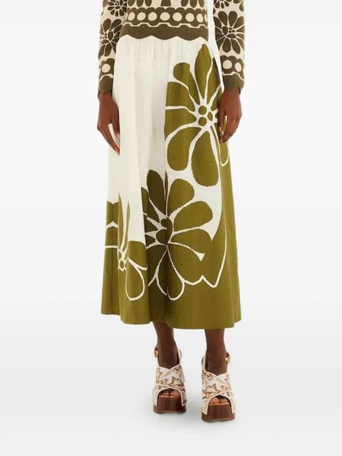 FARM Rio floral midi skirt - White - zdjęcie produktu nr 1