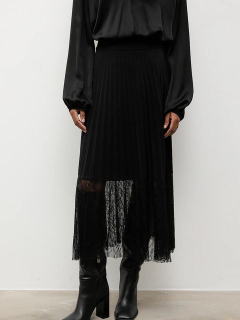 Answear.LAB spódnica kolor czarny midi rozkloszowana