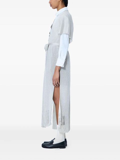 Max Mara fringe-hem tie-belt cardigan - White - zdjęcie produktu nr 2