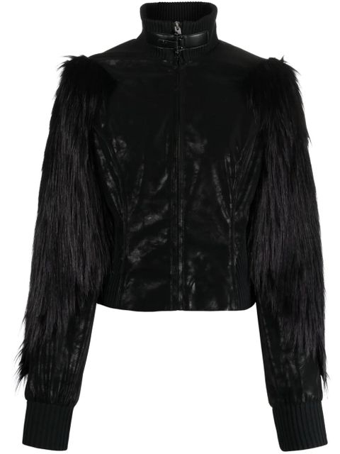 MISBHV logo-engraved faux-fur biker jacket - Black - zdjęcie produktu nr 1