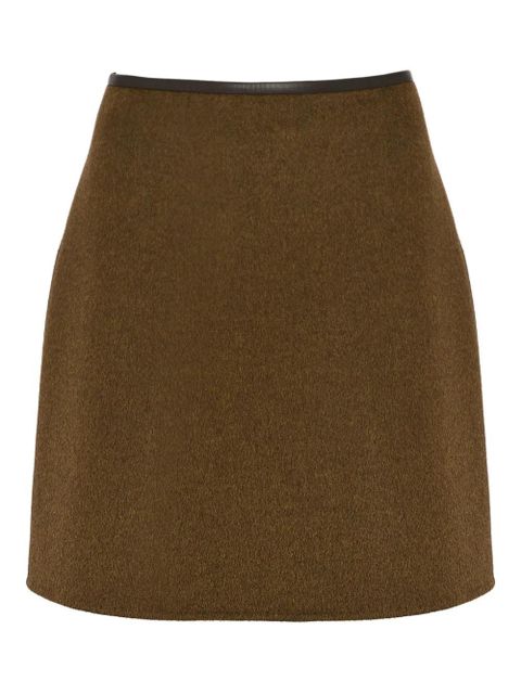 Yves Salomon leather-trimmed wool-cashmere blend mini skirt - Brown - zdjęcie produktu nr 1