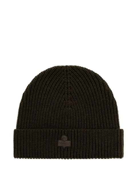 ISABEL MARANT ribbed logo beanie hat - Brown