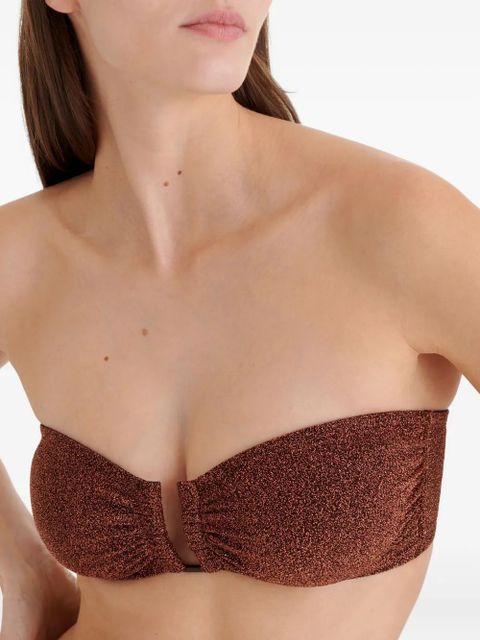 ERES Flamboyant ruched bandeau bikini top - Brown