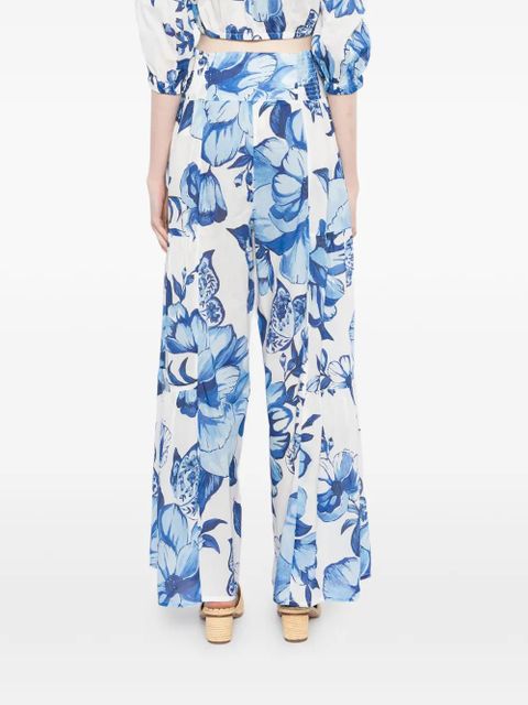 FARM Rio bow floral print trousers - Blue