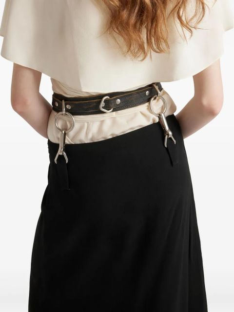 Prada belted pleated midi skirt - Black