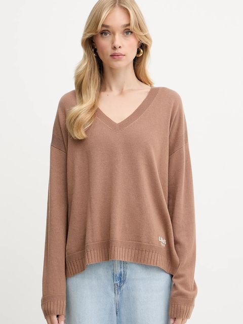 Liu Jo sweter wełniany damski kolor brązowy lekki TF5180.MS026 - zdjęcie produktu nr 1