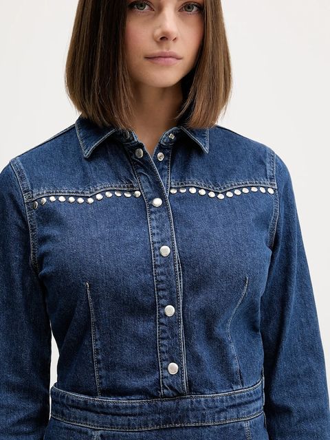 Karl Lagerfeld Jeans sukienka jeansowa kolor granatowy mini rozkloszowana A4W13002