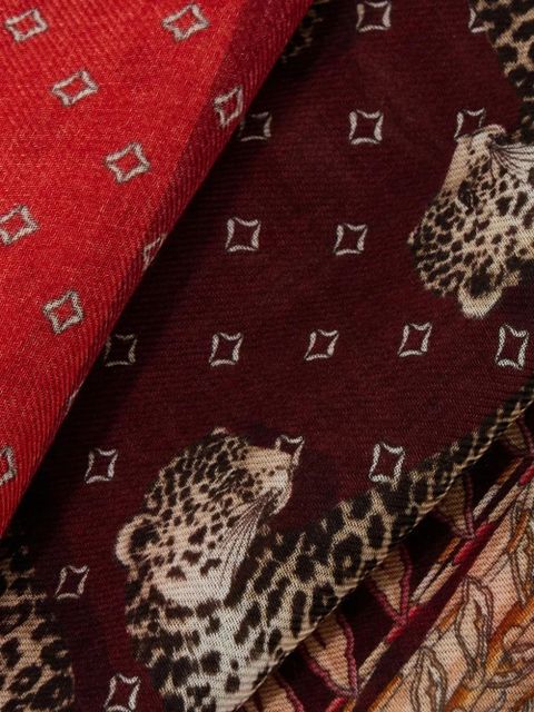 Ferragamo Madras-print cashmere scarf - Red