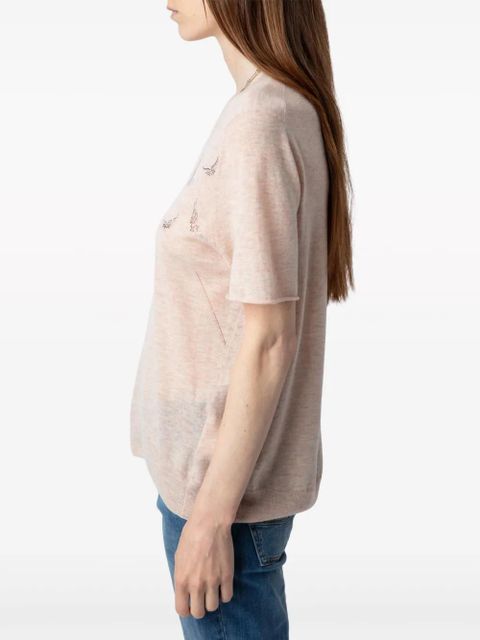 Zadig&Voltaire Ida crystals cashmere top - Neutrals