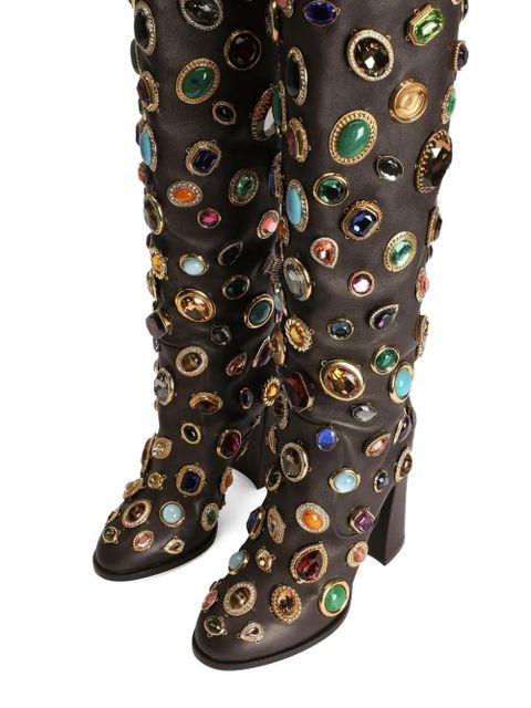 Dolce & Gabbana 105mm stone-embellished boots - Brown