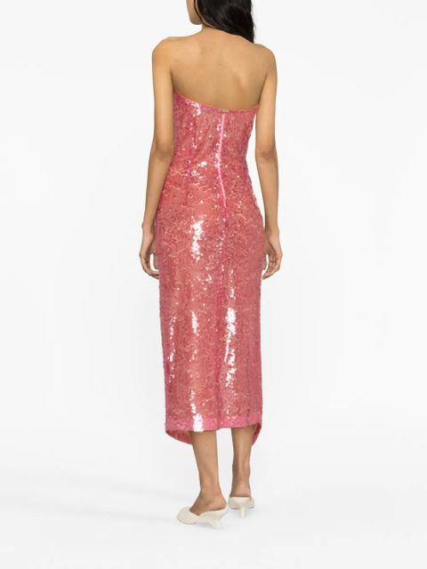 The Attico sequinned bustier midi dress - Pink