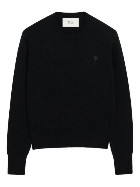 AMI Paris Ami De Coeur wool crew-neck sweater - 0180 BLACK/BLACK - zdjęcie produktu nr 1
