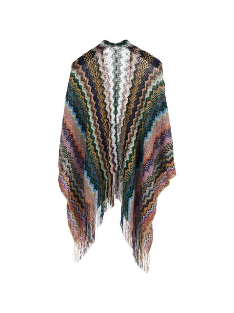 Missoni zigzag-pattern fringed poncho - Blue - zdjęcie produktu nr 2