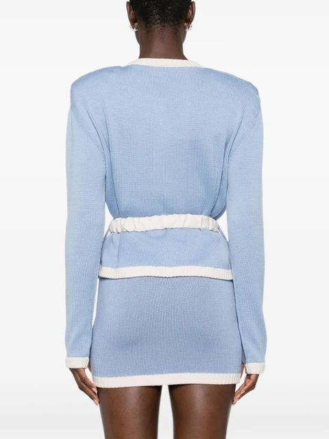 Rowen Rose two-tone belted cardigan - Blue