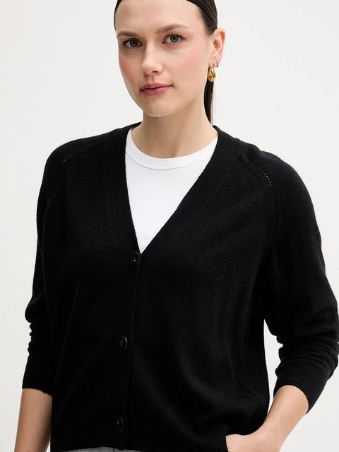 Sisley kardigan z dodatkiem wełny damski kolor czarny lekki 102HM602Q