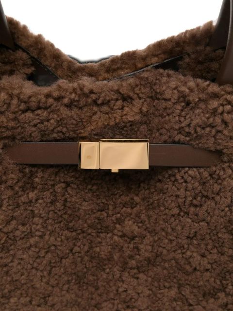 DeMellier midi New York shearling tote bag - Brown