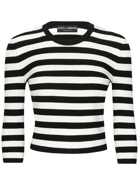 Dolce & Gabbana striped cropped jumper - White - zdjęcie produktu nr 1