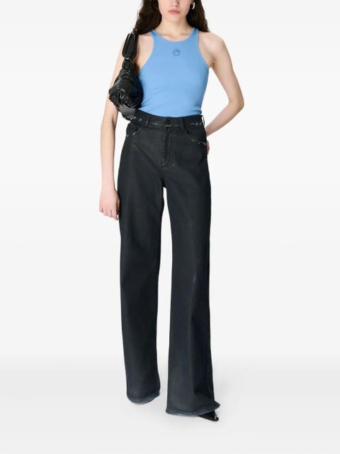 Marine Serre logo ribbed-jersey tank top - Blue - zdjęcie produktu nr 2