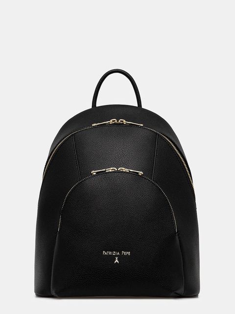 Patrizia Pepe plecak skórzany damski kolor czarny mały gładki 8B0325 L001 - zdjęcie produktu nr 1