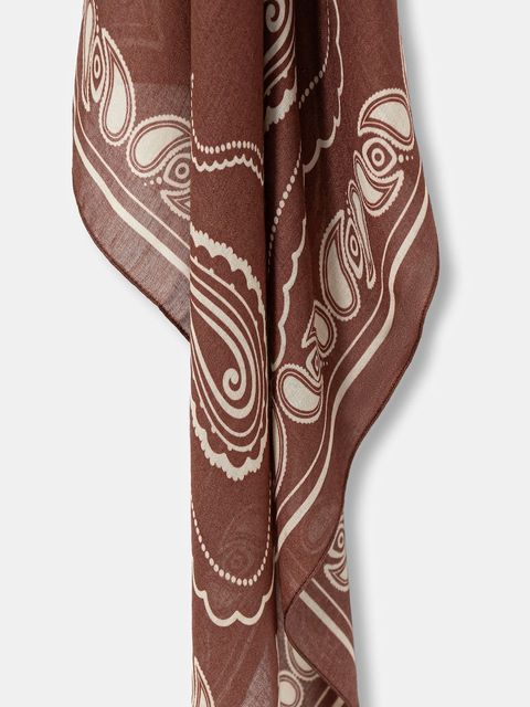 Patrizia Pepe apaszka z dodatkiem jedwabiu damska kolor brązowy wzorzysta 8F0112 A706