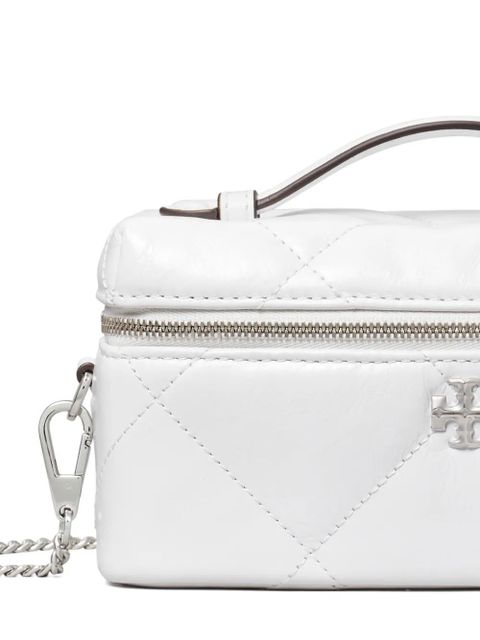 Tory Burch Kira diamond-quilt distressed vanity case - White