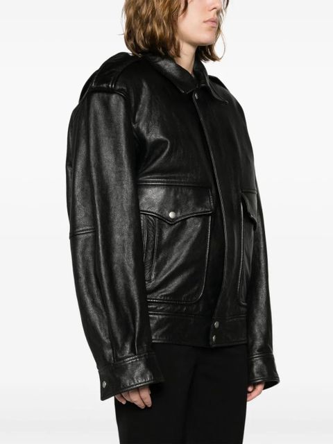 Saint Laurent leather zip-up jacket - Black
