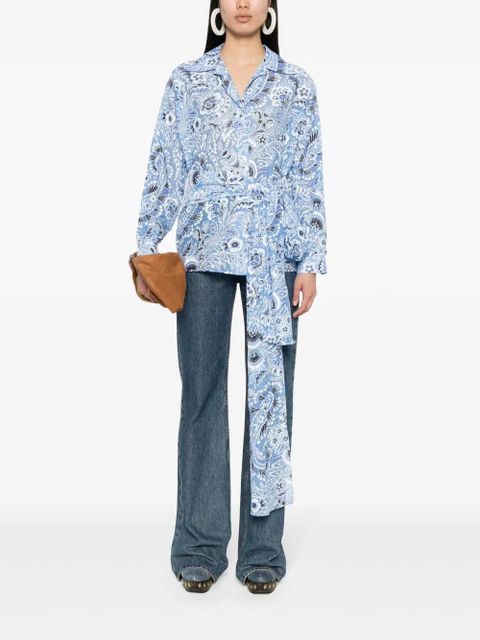 ETRO floral-print silk-cotton shirt - Blue