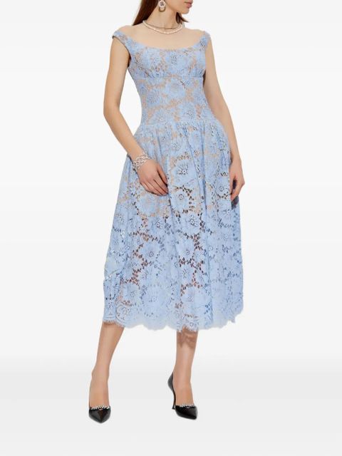 Self-Portrait floral-lace midi dress - Blue - zdjęcie produktu nr 2