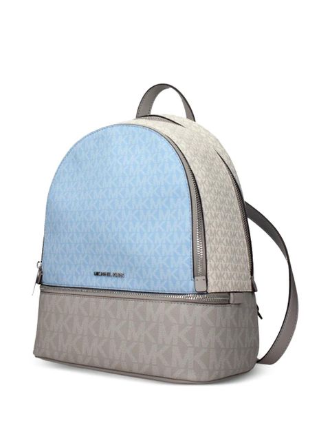 Michael Kors monogram-pattern panelled backpack - Blue
