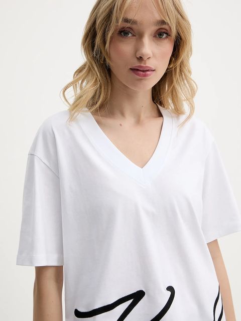 Karl Lagerfeld t-shirt bawełniany damski kolor biały A2W17104