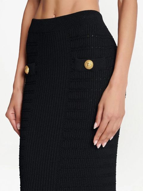 Balmain ribbed-knit pencil skirt - Black - zdjęcie produktu nr 2